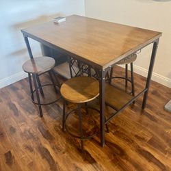 For Sale: Kitchen Or Bar Table With Stools (stores Wine Bottles And Glasses) 