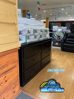 Six drawer dresser black pinewood cajonera nueva
