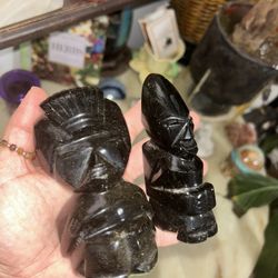 Obsidian Gold Sheen Aztec Pair Of 2