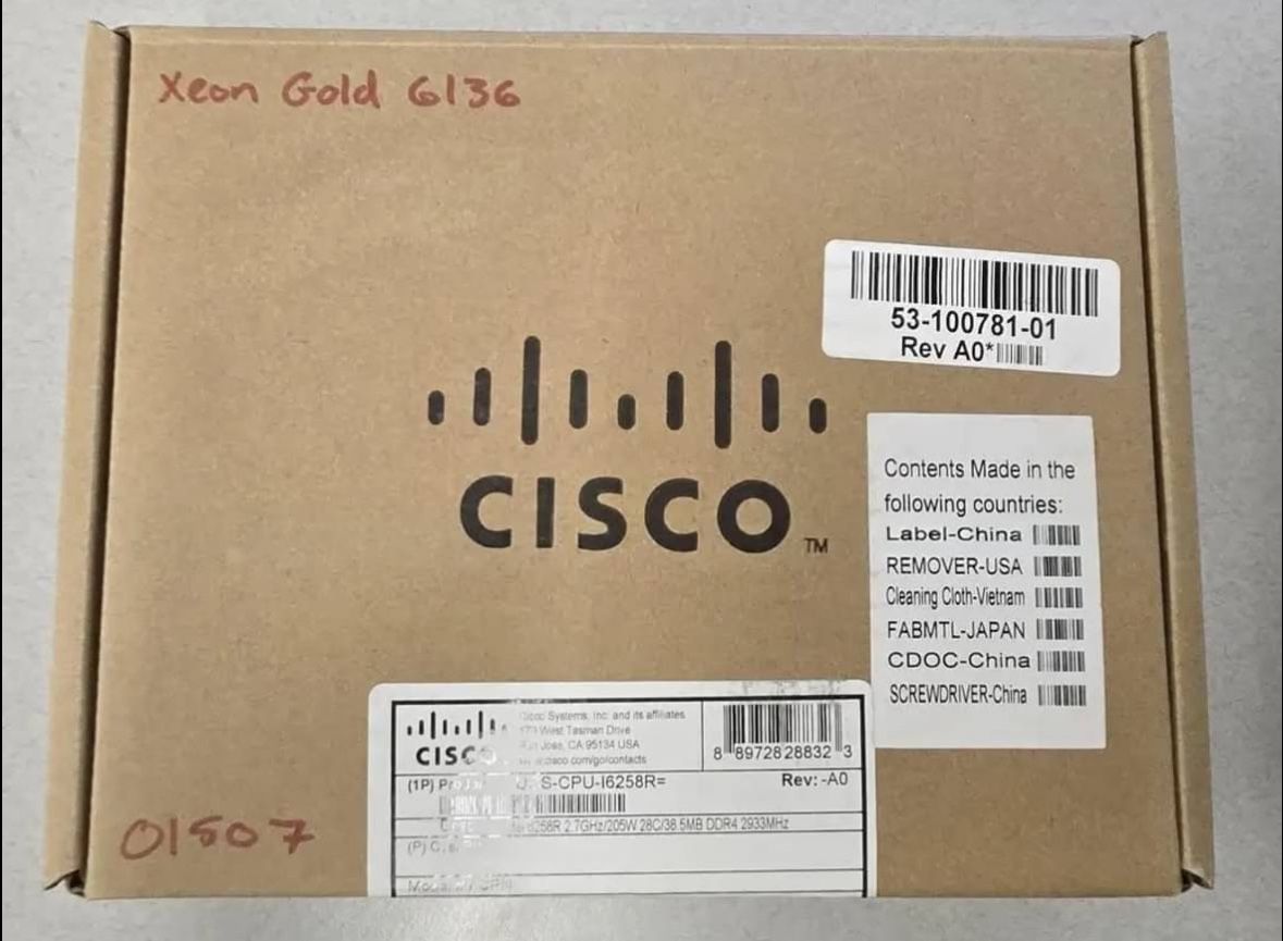 🔧 Intel Xeon Gold 6136 CPU | 12-Core | SR3B2 | Cisco Server | FAST SHIPPING