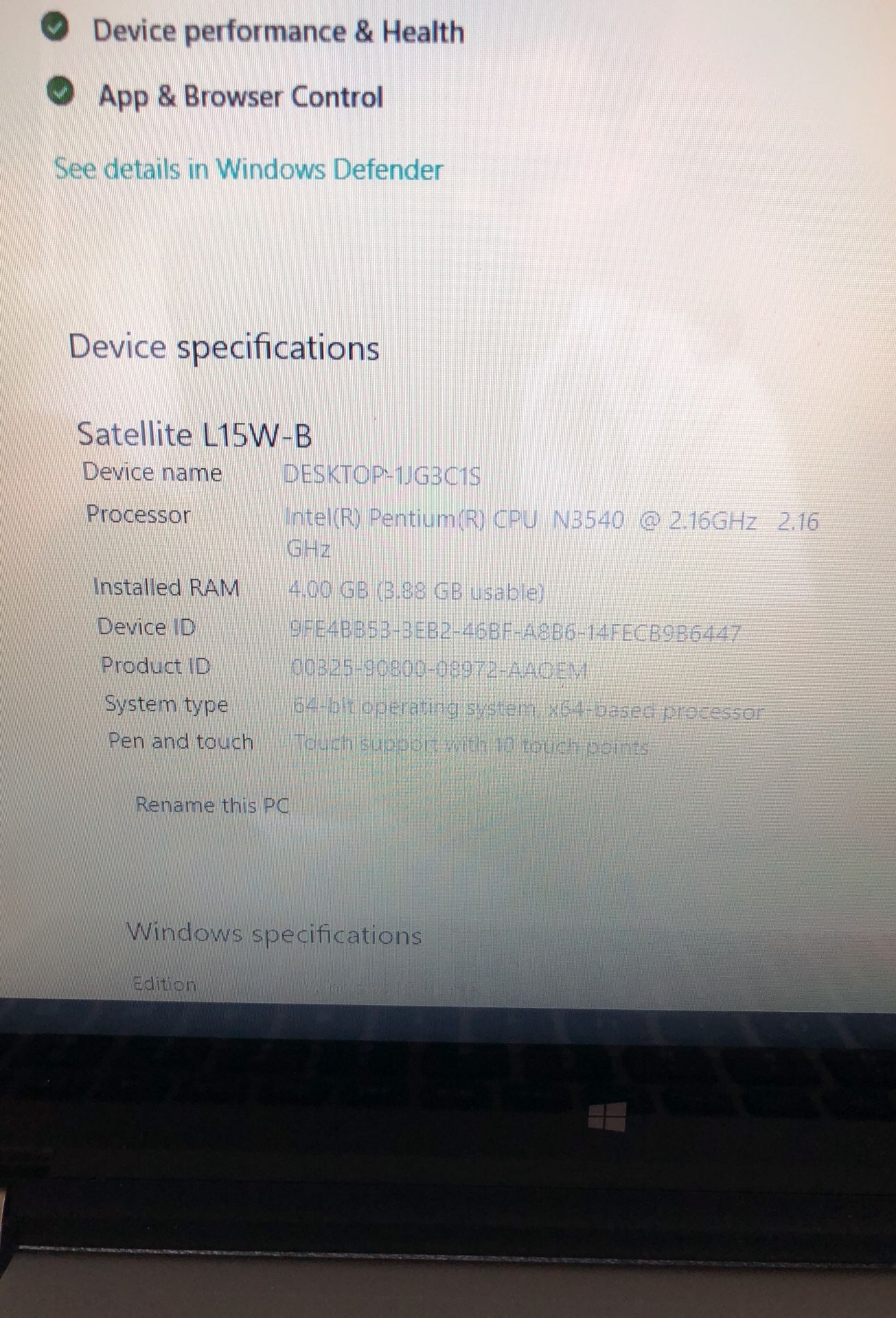 Toshiba Inch touch screen Windows 10