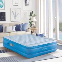 Comfort Air Mattress with Built in Pump Cooling Pillowtop with Puncture Resistance Vinyl, 18" Queen 