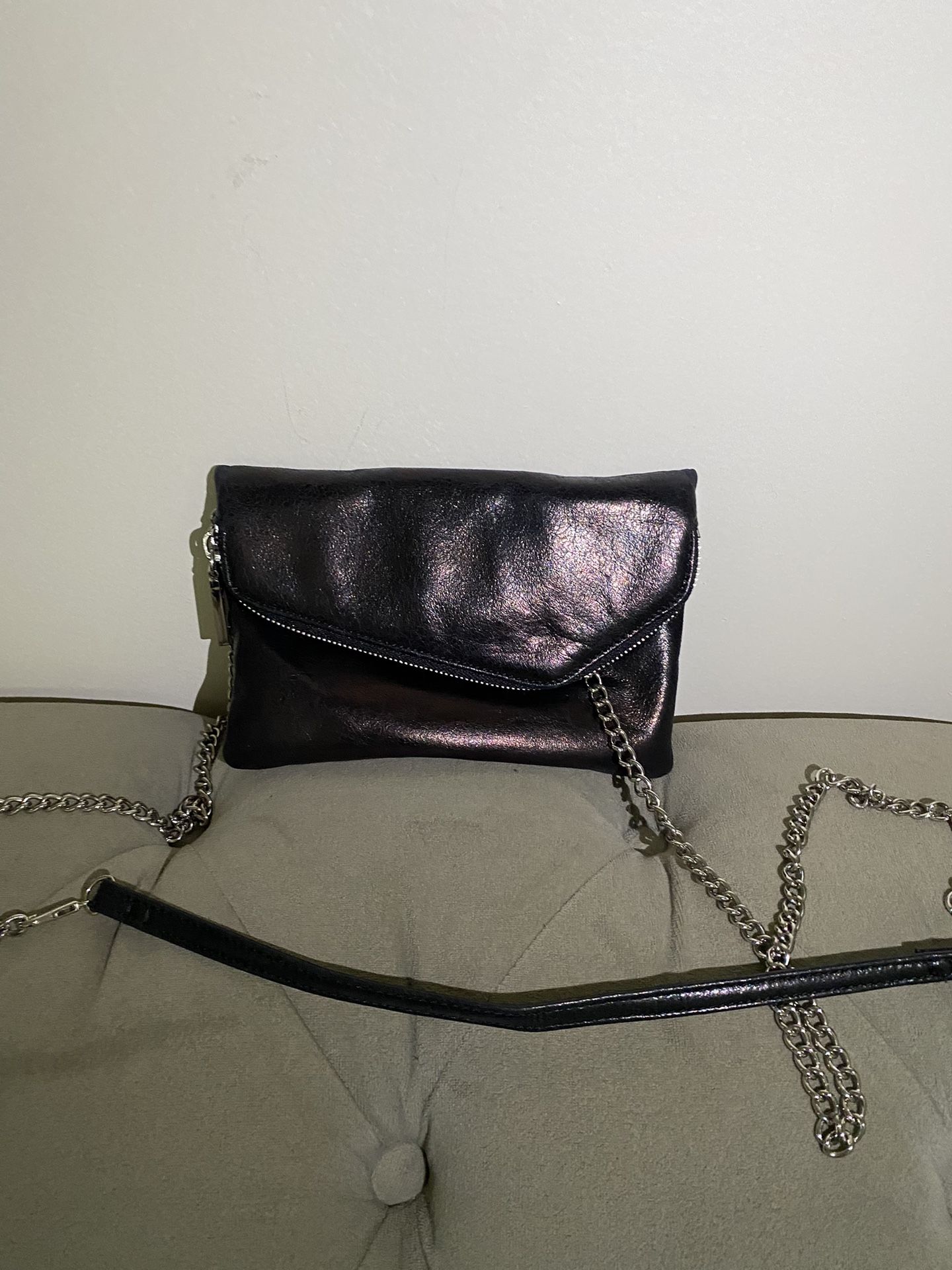 Hobo Metalic black Crossbody clutch bag