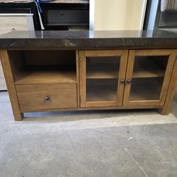 Light Brown / Granite Top TV Stand