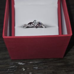 White Gold & Sapphire Diamond Ring Promise Ring Valentines