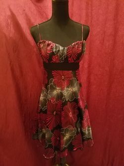 Prom/Cocktail Dress - Charlotte Russe Floral Red & Black (5)