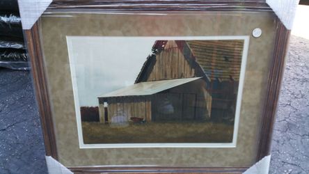 Signed Folk Art Matted & Framed