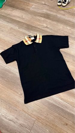 Burberry Black Polo Shirt with Check Collar