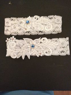 Two New Rhinestone And Lace Wedding Garters