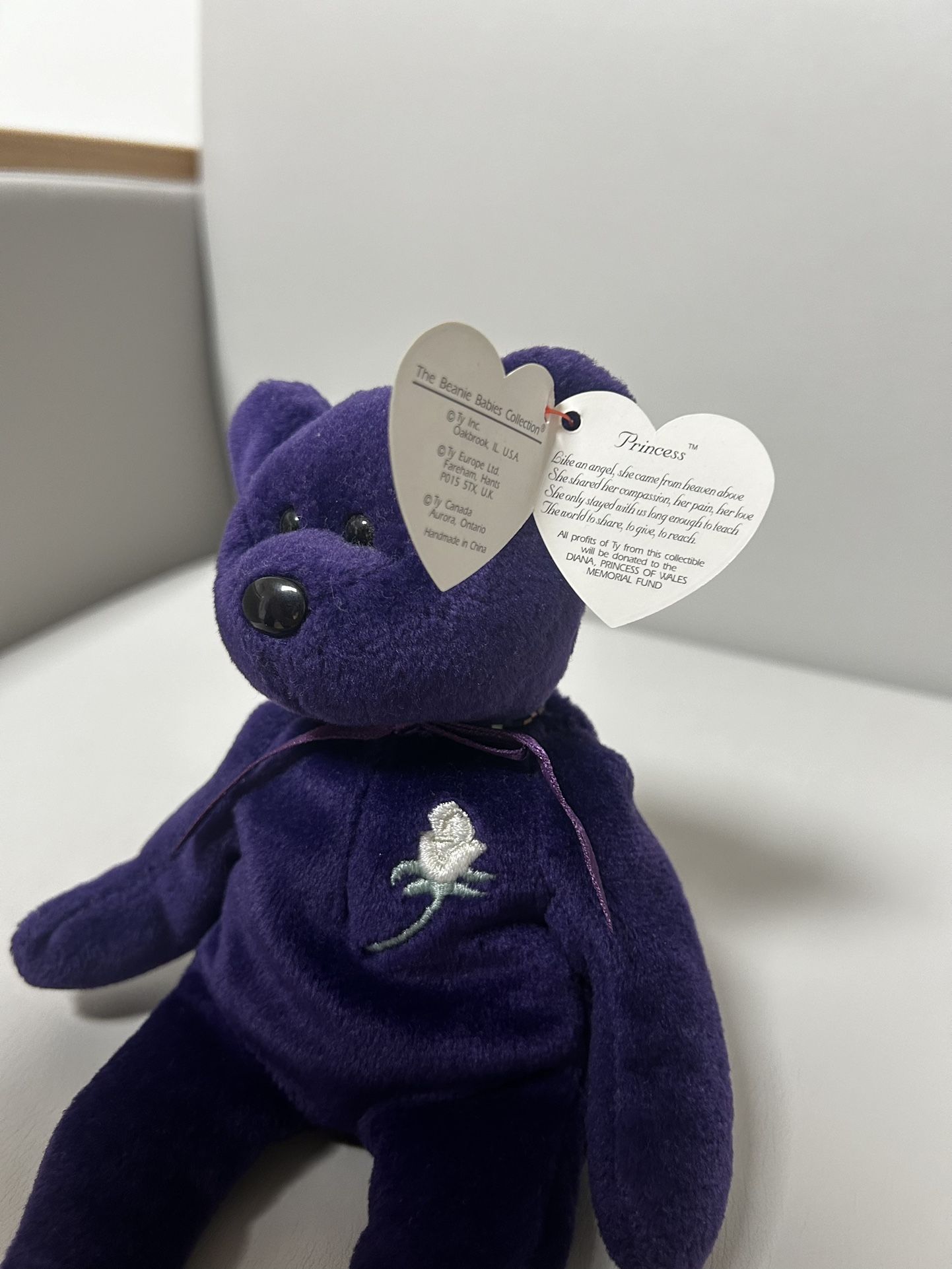 🆁🅰🆁🅴 RARE 1st Edition 1997 Princess Diana Bear Ty Beanie Baby