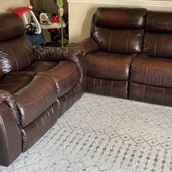 Leather Reclining Sofa 