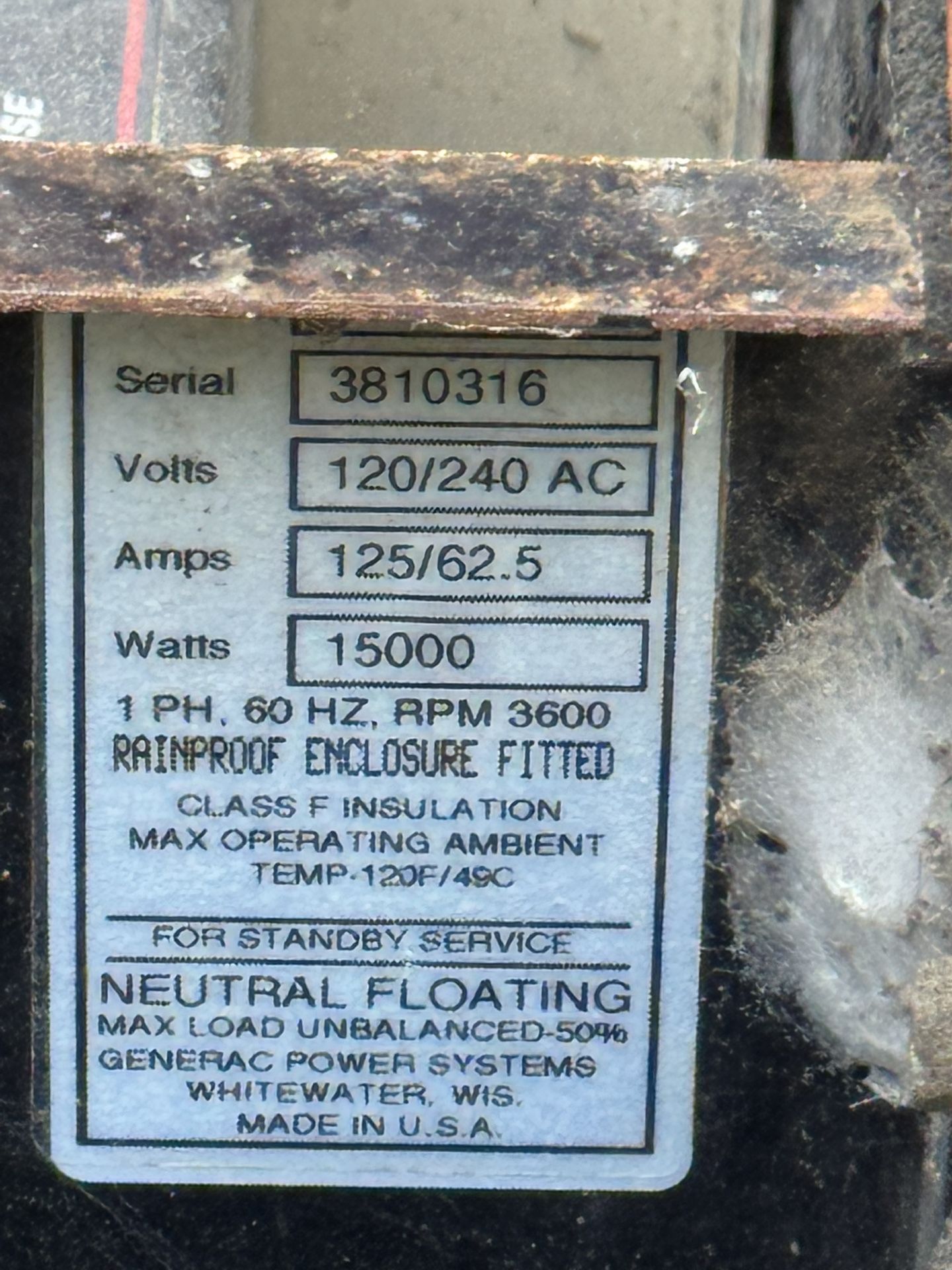 Generator standby, 15kv, 120/240vAC, LP/Propane