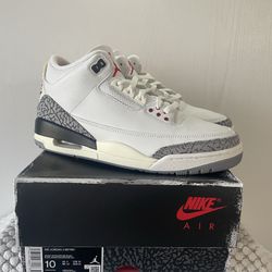 Jordan Retro 3 White Cement Size 9.5, 10