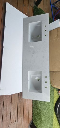 Brand New Stone Vanity Countertop With Two Under-mounted Sinks 
