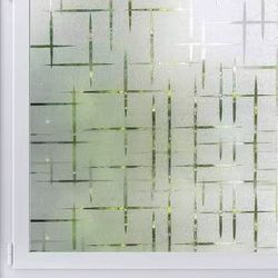 Window Privacy (35.4x78.7 inches) Film Static Cling Prism Window Decorative Sticker Deep Embossed Removable Door Glass Covering Sun Blocking UV Reje