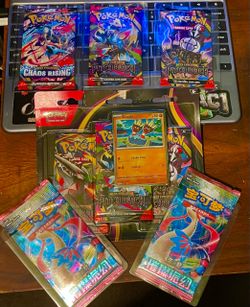Pokemon - Lot of (6) Sealed Items: (1) 'Pitch Black' 3pk Blister + English/Chinese Booster Packs +