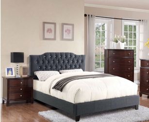 NEW! Queen Platform Bed + Including Mattress Black 