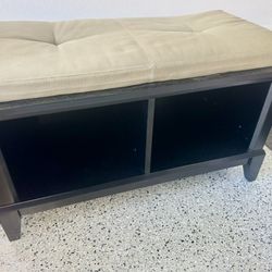 Crate and Barrel Sitting Wood Bench, with Open Storage, Quality Made! Only asking $99 