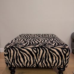 Stunning 30" Zebra Print Ottoman - Pristine Condition