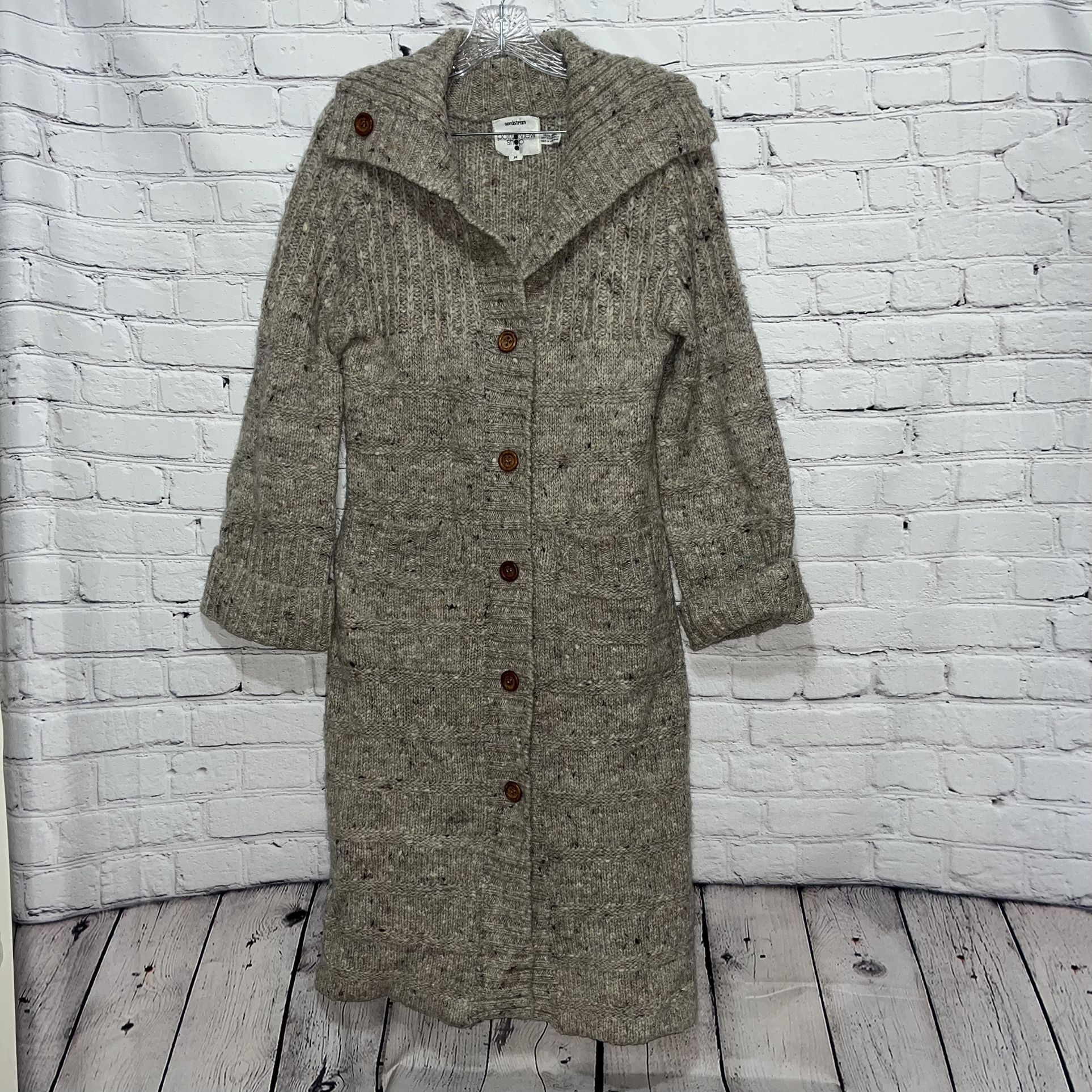 Vintage 70s Nordstrom 100% Wool Long Cardigan Sweater Size Medium