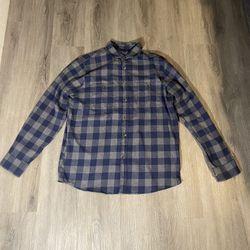 Y2K Blue/Grey plaid button up flannel 