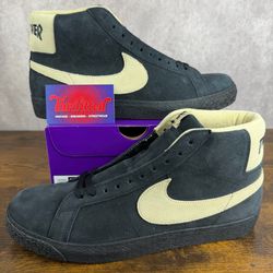 NEW Nike SB Blazer Mid x Thrasher Magazine Black Team Gold Gum Size 11.5 JA1590-001 Men’s Skateboarding Shoes OG Rare