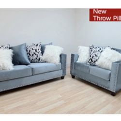 Beautiful Grey Two Piece Sofa Set