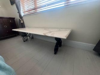 Coffee Table, natural stone top, & wrought iron legs!