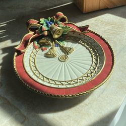 Christmas Fitz and Floyd Classics Holiday Canapé Plate Bells Bow Tassels.  See photos