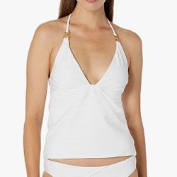 NWT La Blanca V Neck "Linea Costa" Halter Tankini Swim Top  in White or Coral