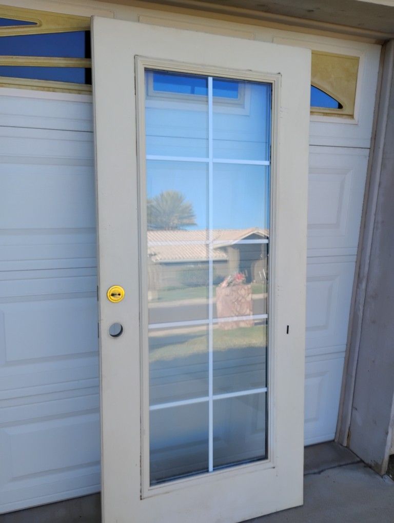 Dual Pane Solid Wood Metal Covered French Exterior Door 36 X80