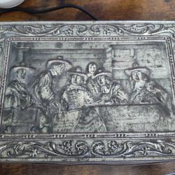 Metal Tin With Art 1950s