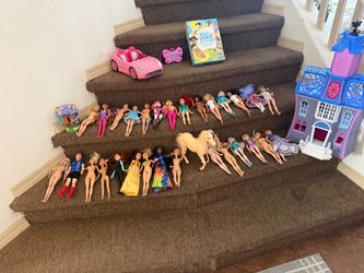 Large Lot of Dolls and Toy Accessories