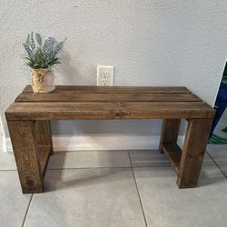 Custom Made Rustic Wooden Bench (Burned, or stained Walnut)