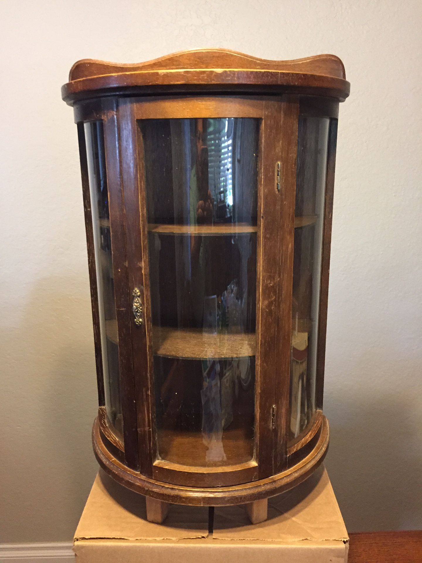 Vintage Curved Curio Cabinet