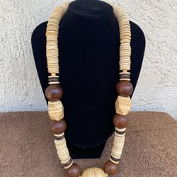 Wood Bead African Style Chunky Necklace