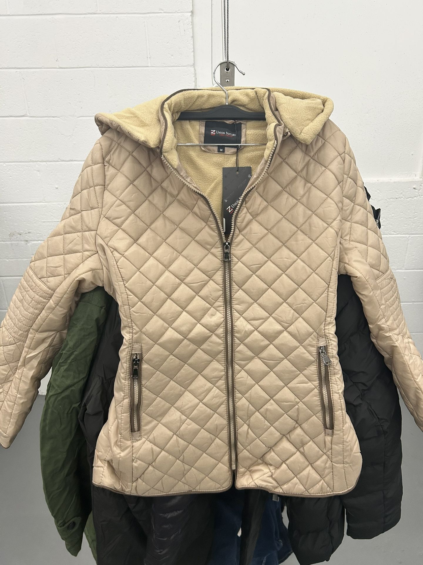 Woman’s Hooded Beige Puffer Jacket
