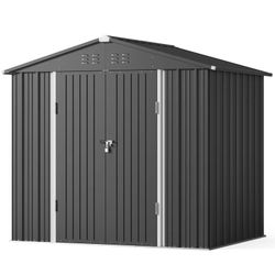 Brand New In Box, 8 ft. W x 6 ft. D Outdoor Storage Shed With Metal Base Frame