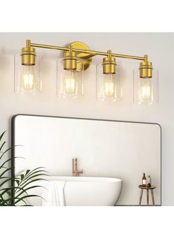 New in box bathroom wall light fixture gold lamp chandelier 4 light hallway