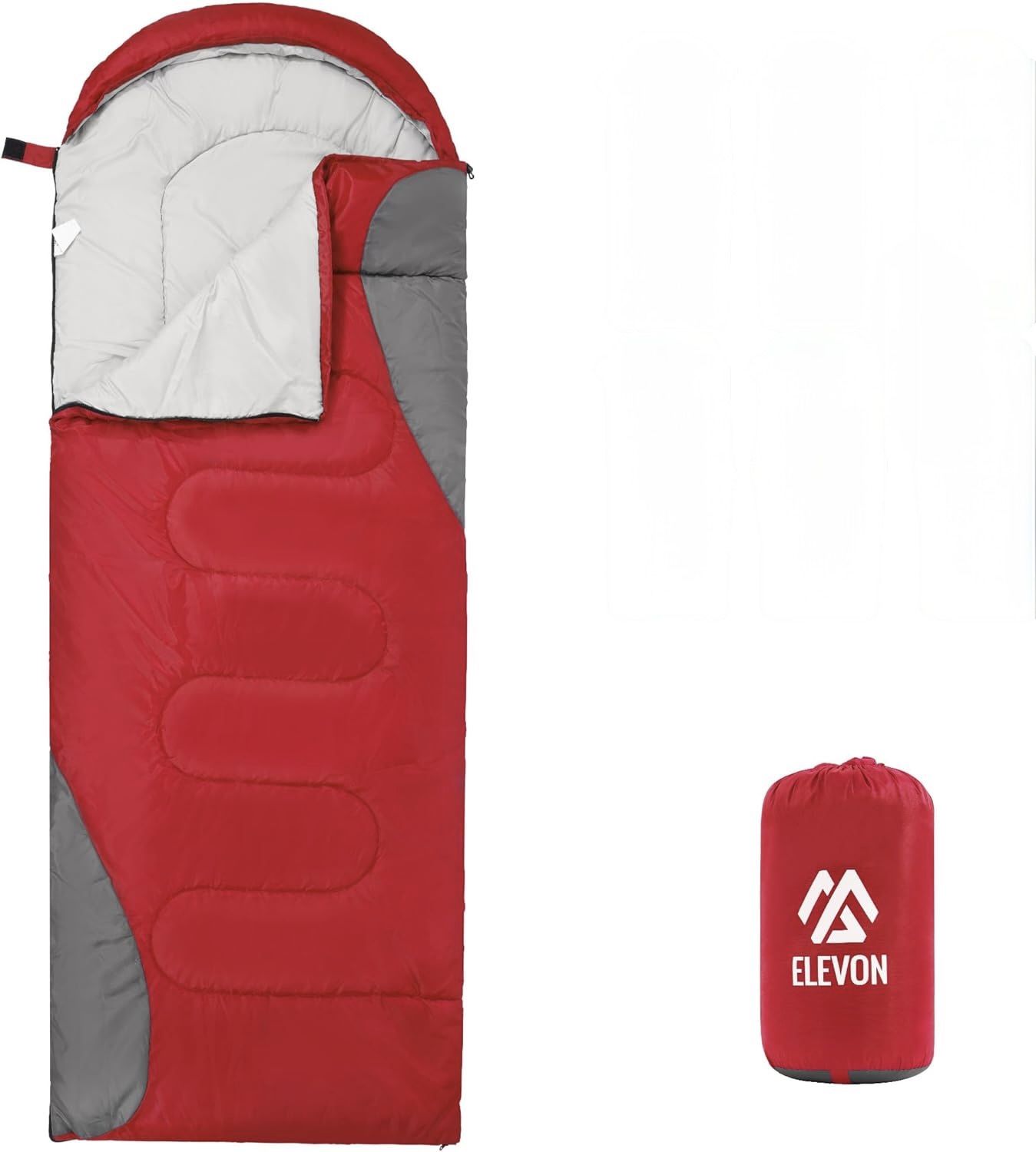ELVON Sleeping Bag for Cold and Warm Weather, Portable, Waterproof, Lightweight - Red (NEW)