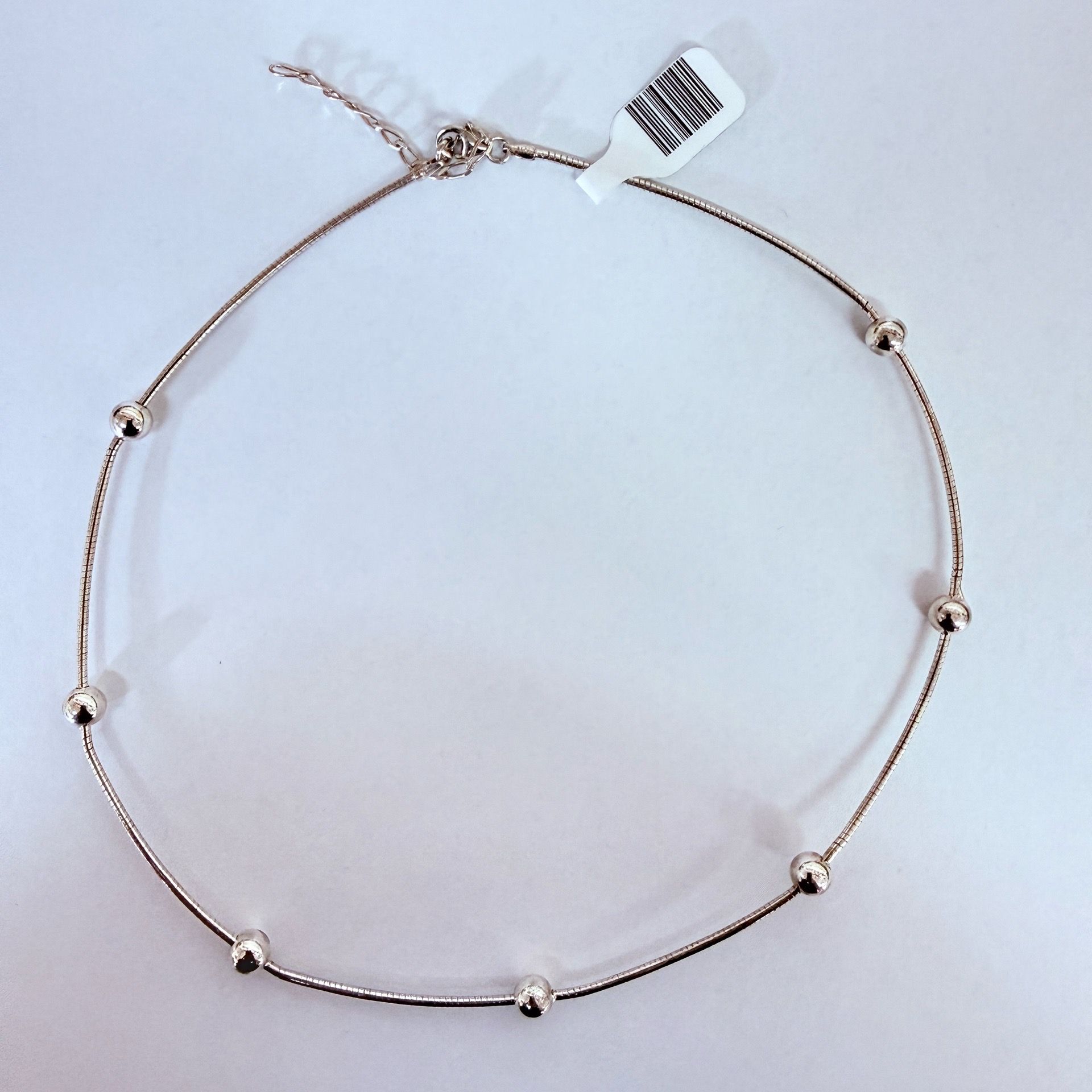 Sterling Silver Snake & Bead Necklace