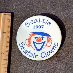 1997 Seattle Washington Seafair Clowns Vintage Collectible Button Pinback Lapel Pin A-1