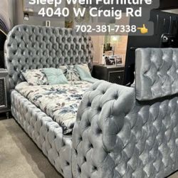 🌟Queen, King Light Up Fireplace TV Pop Up Bed Frame 💥 Furniture Sectionals Avail