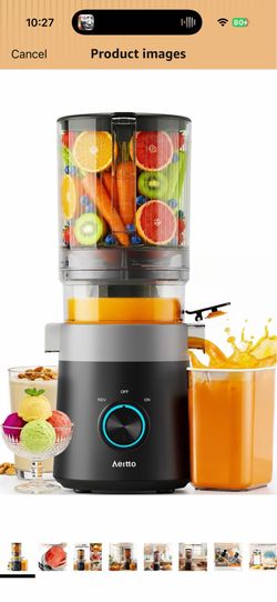 Aeitto 3-in-1 Cold Press Juicer for Juice, Nut Milk & Sorbet – Filter-Free Design for Effortless Cleaning, 6.0" Extra Large Chute Fits Whole Fruits & 
