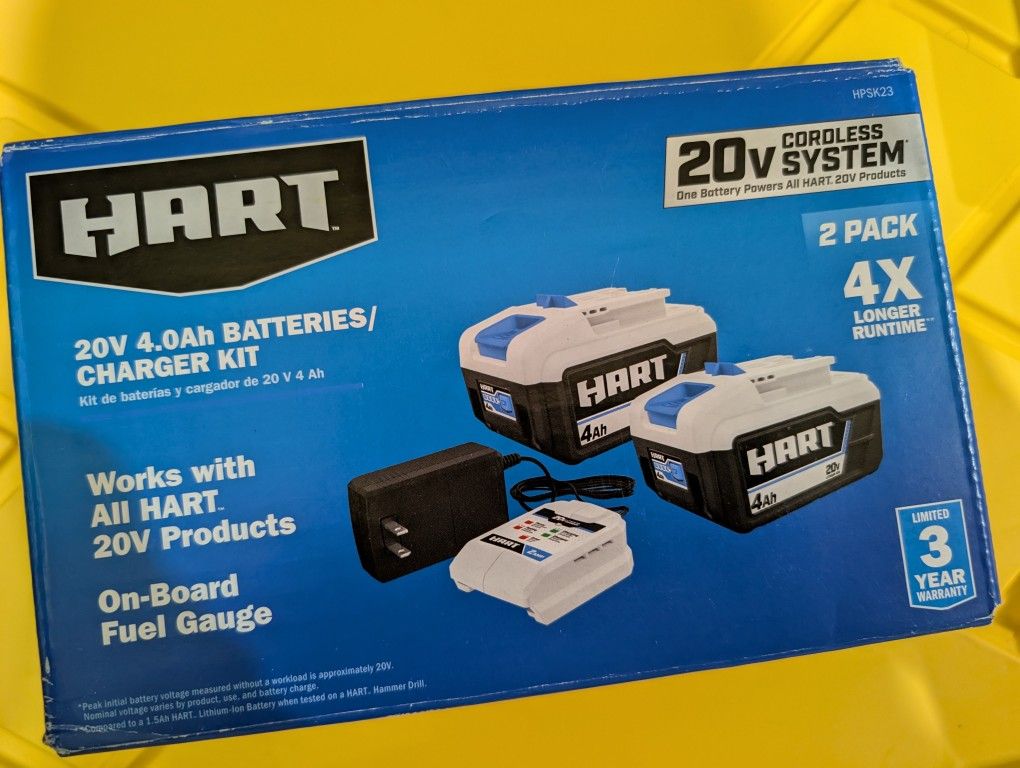 New - HART 20V 4Ah Battery and Charger Kit