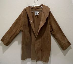 Vintage J. Percy Marvin Richards Brown Genuine Leather Hooded Jacket Large/XL