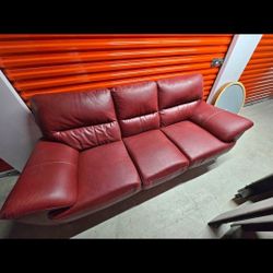 Red ITALLIAN LEATHER COUCH 