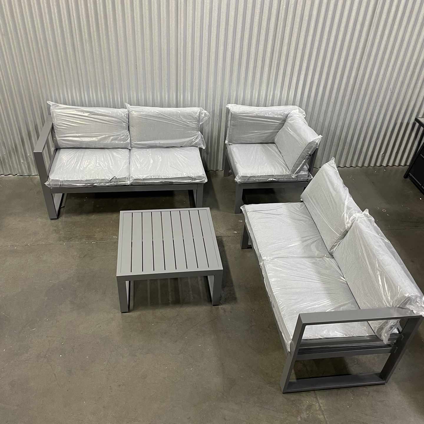 Aluminum Patio Set, Outdoor Furniture, L-Shaped Sectional Conversation