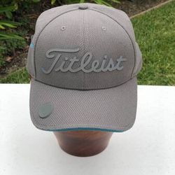 New Titleist Tour Mesh Golf Hat w/ Ball Marker (Gray & Turquoise) O/S