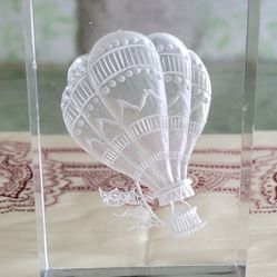 Vintage Desk Decor Hot Air Balloon Scene Etched